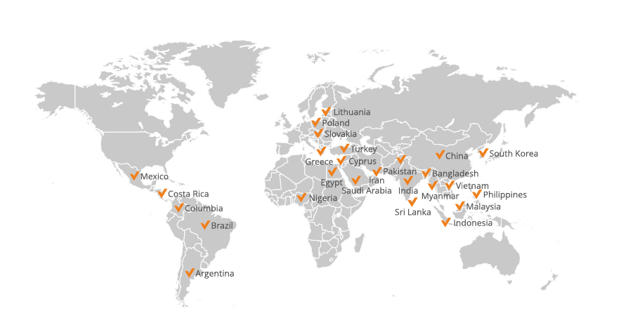 vCloudPoint terminale w pracowniach komputerowych na świecie- mapa dystrybucji